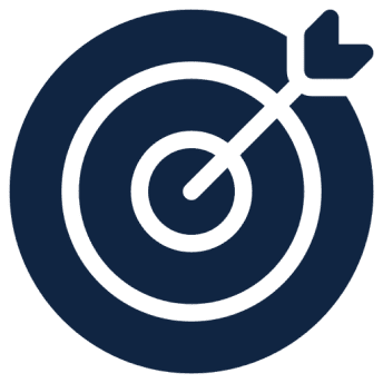 Blue bullseye target with arrow