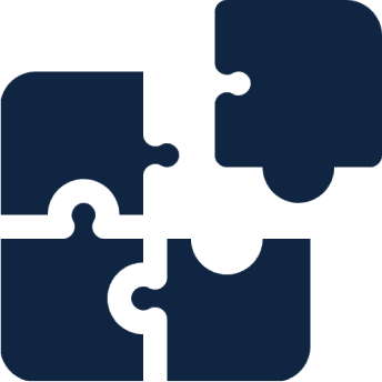 Four dark blue jigsaw puzzle pieces