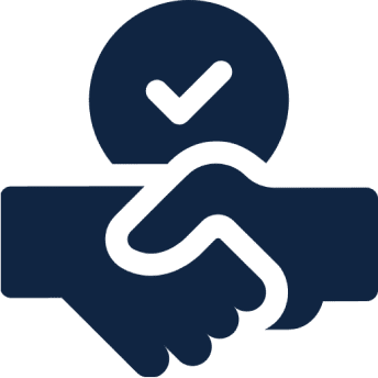 Handshake with verification checkmark icon
